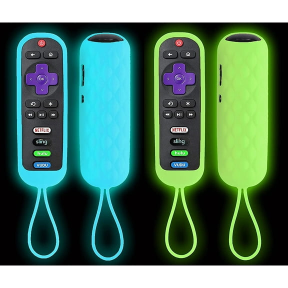 2 Pack Glow Remote Case For Tcl Roku Smart Tv Rc280 Rc282 Remote Control - Universal Replacement Silicone Case Cover Sleeve Skin Glow In The Dark With Lanyard For Tcl Roku Rc280 Tv Remote -