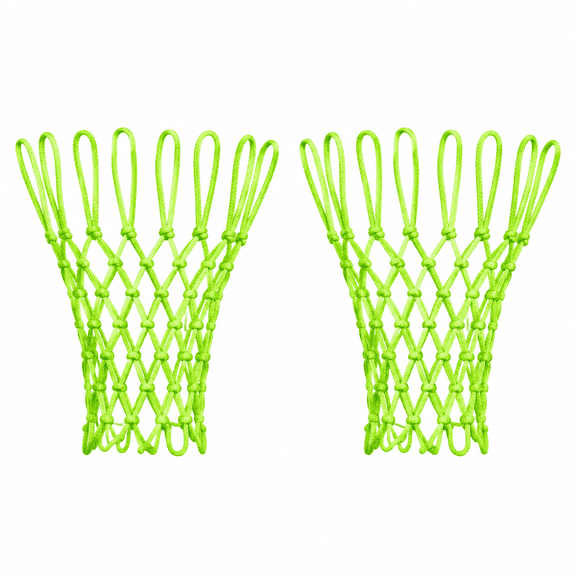 2-Pack Glow-in-the-Dark Basketball Nets, 21-Inch Heavy-Duty Nylon, 12-Loop Anti-Whip Replacement Nets for Standard Indoor and Outdoor Hoops, Fluorescent Green