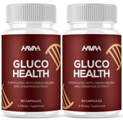 2 Pack Gluco Health Blood Support, GlucoHealth Formula 120 Capsules