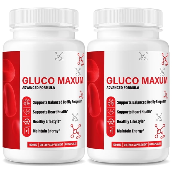 (2 Pack) Gluco Maxum Capsules, Original GlucoMaxum Formula - Naturally Supports Healthy Circulation, Stable Levels and Energizes the Body, Official Review (120 Capsules)