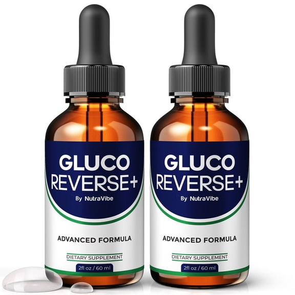 (2 Pack) Gluco Reverse+ Drops  Daily Liquid Formula with a Clean, Natural Blend to Support Natural Flow, Balanced Levels & Healthy Circulation | Convenient for Consistent Use (60 Servings)