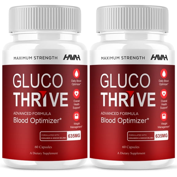 (2 Pack) Gluco Thrive Advanced Blood Support Capsules, GlucoThrive Maximum Strength Support Supplement (120 Capsules)