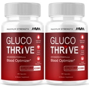 2 Pack Gluco Thrive Advanced Blood Support Capsules, GlucoThrive Maximum Strength Support Supplement 120 Capsules