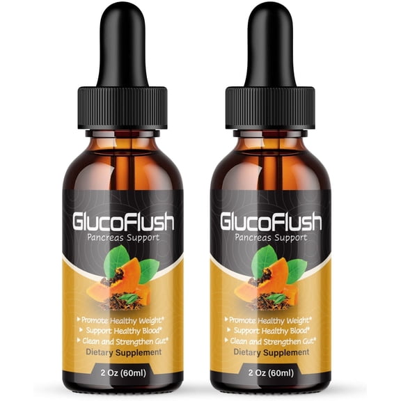 (2 Pack) GlucoFlush Liquid Drops, GlucoFlush to Maintain Stable Healthy Levels, All-Natural Blood Dietary Supplement, Advanced Support Formula for Optimal Health, Gluco Flush Reviews