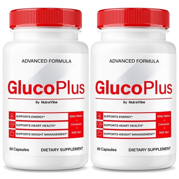 (2 Pack) GlucoPlus Capsules, Original GlucoPlus Health Formula - Naturally Supports Healthy Circulation, Stable Levels and Energizes the Body, Official Review (120 Capsules)