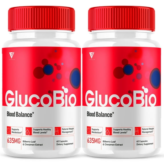 (2 Pack) Glucobio Blood Support Capsules Overall Wellness and Dietary Health Glycogen Supplement Advanced Formula BioGluco Reviews (120 Capsules)