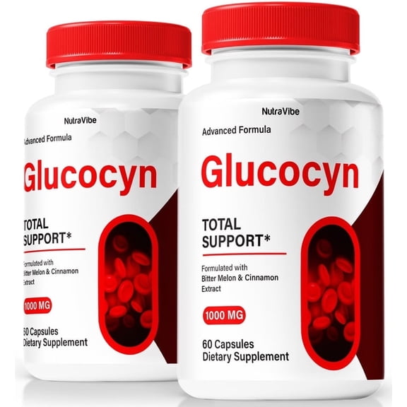 (2 Pack) Glucocyn Capsules, Original Gluco Cyn Formula - Naturally Supports Healthy Circulation, Stable Levels and Energizes the Body, Official 140mg Review (120 Capsules)
