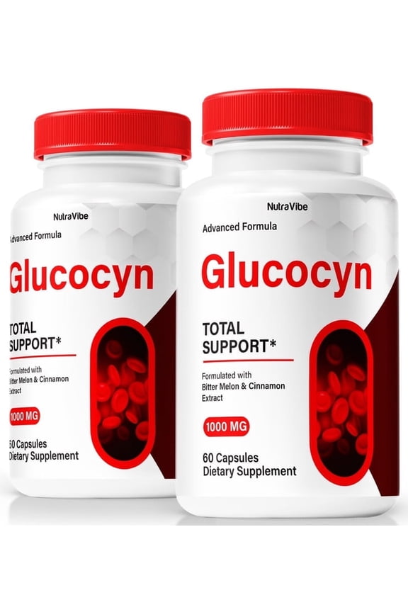 (2 Pack) Glucocyn Capsules, Original Gluco Cyn Formula - Naturally Supports Healthy Circulation, Stable Levels and Energizes the Body, Official 140mg Review (120 Capsules)