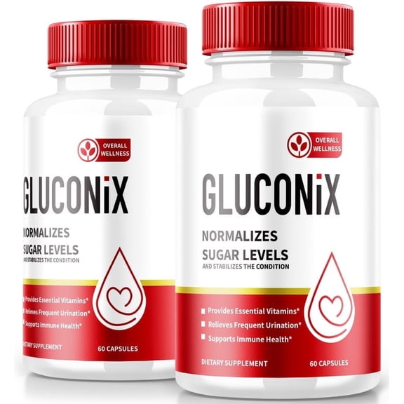 (2 Pack) Gluconix - Official Blood Support Formula, All Natural Supplement to Maintain Stable Healthy Levels, Premium Glu Conix Pills For Overall Health, Reviews (120 Capsules)
