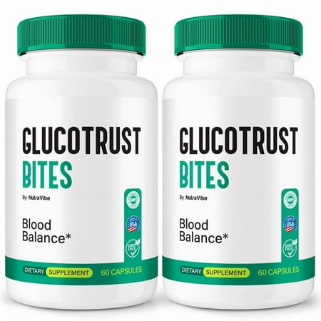 (2 Pack) Glucotrust Bites – Original Formula with a Clean Blend to Support Healthy Circulation, Natural Energy & Balanced Levels | Just 2 Easy-to-Swallow Pills (120 Capsules)