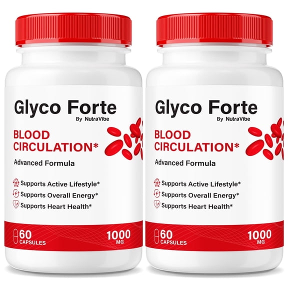 (2 Pack) Glyco Forte - Official All-Natural Blood Support Formula, Premium Pills to Support Healthy Lifestyle and Maintain Stable Levels, Blood Vessel Cleaner, GlycoForte Reviews (120 Capsules)
