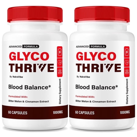 (2 Pack) Glyco Thrive – Original Formula with a Clean Blend to Support Healthy Circulation, Natural Energy & Balanced Levels | Just 2 Easy-to-Swallow GlycoThrive Pills Daily (120 Capsules)
