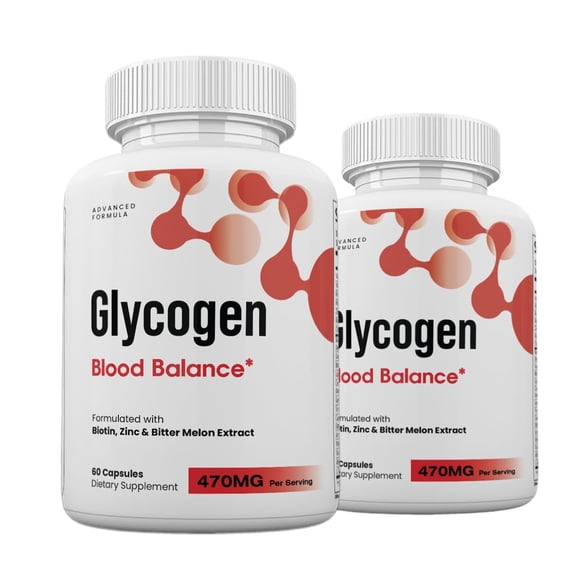 (2 Pack) Glycogen Blood Balance Premium Formula, Glycogen Capsules - 120 Count