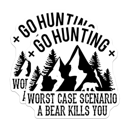 (2 Pack) Go Hunting Magnets - Worst Case Scenario - A Bear Kills You - Outdoor Adventure Decor - 5" On Longest Side - for Cars, Fridges, Toolboxes - Made in USA - MAG5745