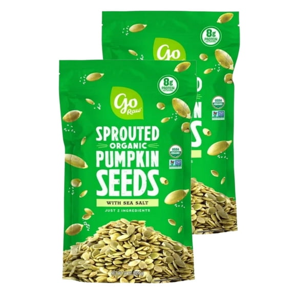 2 Pack | Go Raw Sprouted Organic Pumpkin Seeds with Sea Salt, 22 oz