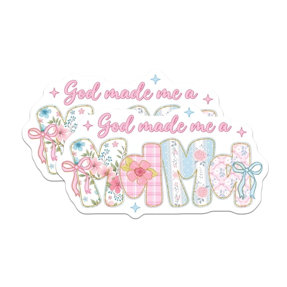 (2 Pack) God Made Me A Mom Refrigerator Magnets - Christian Motherhood Saying Decor - Shabby Chic Floral Baby Shower - 5 Inches On Longest Side - Thick Durable Magnet - Made in USA - MAG27533