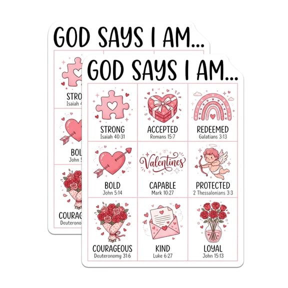 (2 Pack) God Says I Am Stickers - Christian Affirmations - Bible Verse Scripture - 5" On Longest Side - Sticks to Smooth Flat Surfaces - Made in USA - BMCS14938
