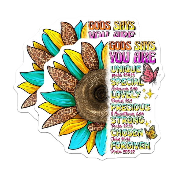 (2 Pack) God Says You are Magnets - Christian Affirmation Scripture - Sunflower Bible Verse Decor for Her - 5 Inches On Longest Side - Thick Durable Magnet - Made in USA - MAG30579