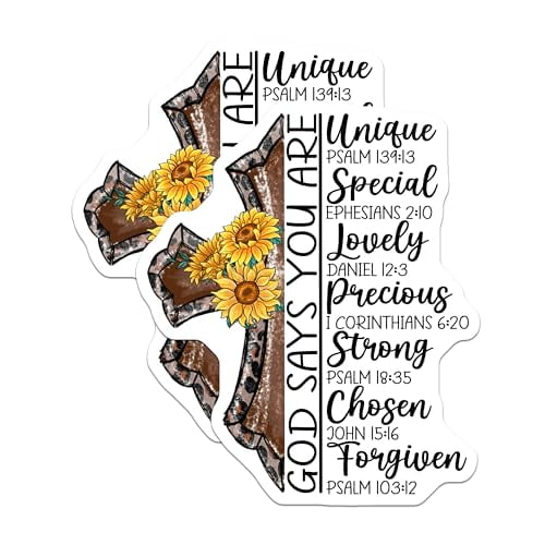 (2 Pack) God Says You are Magnets - Inspirational Quotes - Sunflower Cross - Religious Decor - 5" On Longest Side - for Cars, Fridges, Toolboxes - Made in USA - MAG6208