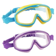 2 Pack Goggles for Kids Toddler 3-15, Anti Fog No Leak Clear Swim Goggles for Boys Girls Pool Beach Swimming