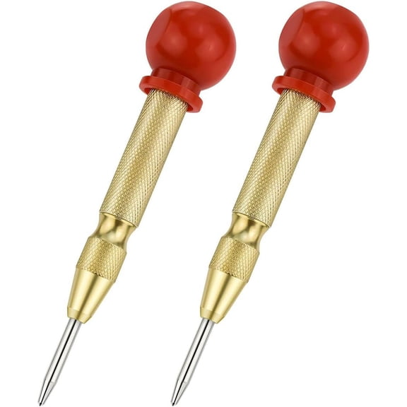 2 Pack Gold 5 Inch Automatic Center Punch High Hardness Steel Spring Loaded Impact Hole Tool Wood Metal Glass