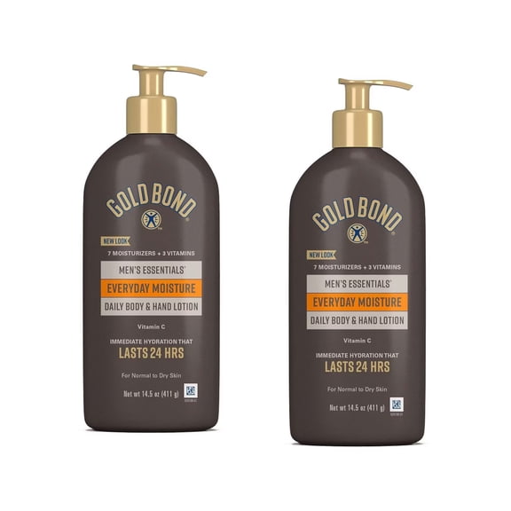 2 Pack Gold Bond Men's Essentials Everyday Moisture Daily Body & Hand Lotion, 14.5 Oz.
