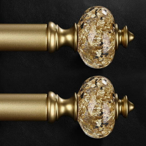 2 Pack Gold Curtain Rod for Windows 48 to 84 Inches, 1'' Heavy Duty Adjustable Modern Drapery Rods with Unique Crystal Finials, Luxury Decorative Curtain Rods, Size: 30-88''