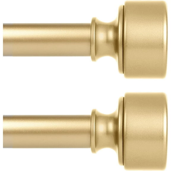 2 Pack Gold Curtain Rods for Windows 48 to 84 Inch(4-7ft), 1 Inch Diameter Heavy Duty Curtain Rod, Adjustable Decorative Drapery Poles 36-88", Brass Gold