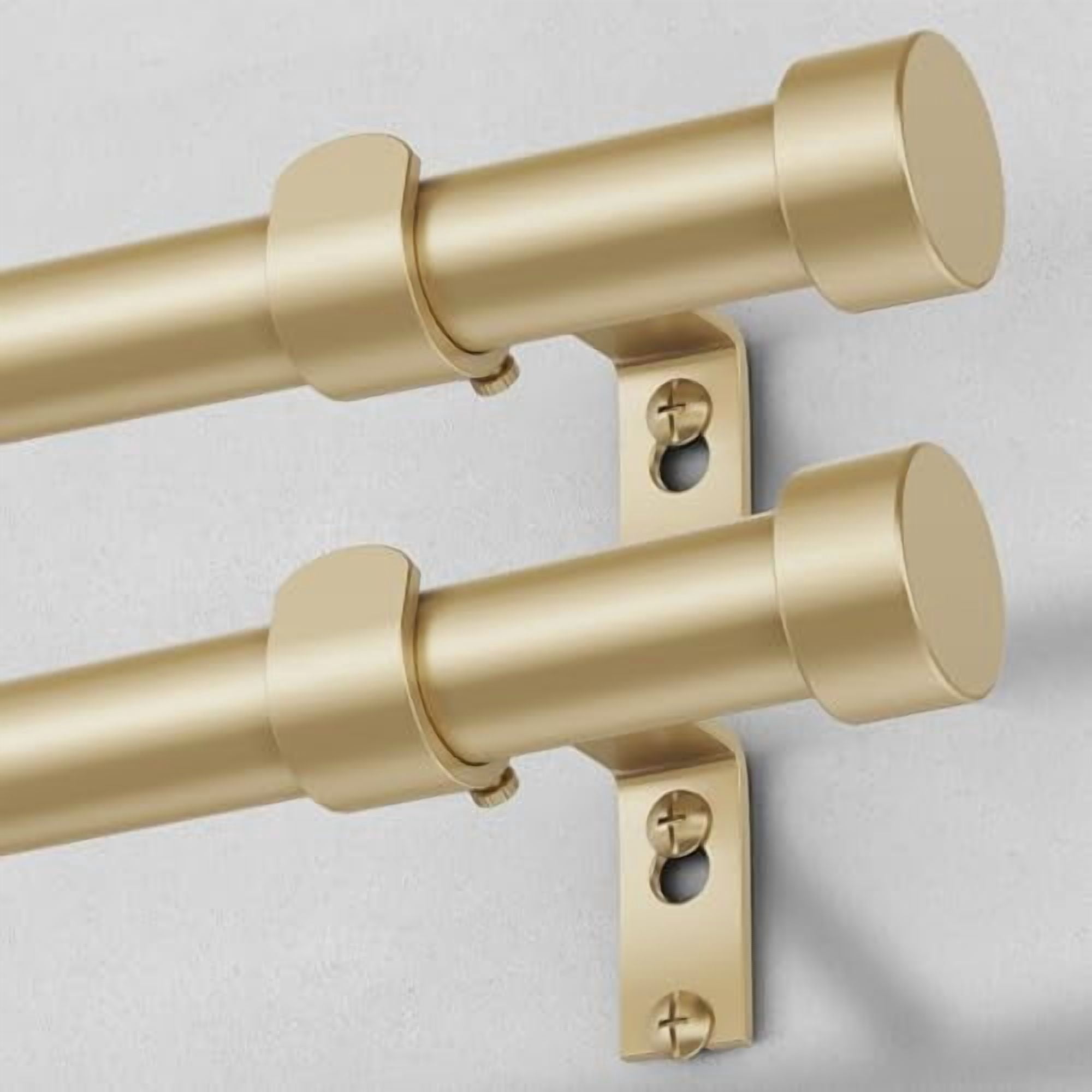 2 Pack Gold Curtain Rods for Windows 28 to 48 Inch(1.5-5 Feet),1" Diameter Drapery Rods with Modern Style End Cap Finials,Size:30''-60''