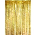 thumbnail image 1 of 2-Pack Gold Foil Curtains, Birthday Party Decorations with Gold Streamers, Photo Booth Backdrop for Dance Party, Christmas, Halloween, New Years Celebration, 1 of 8
