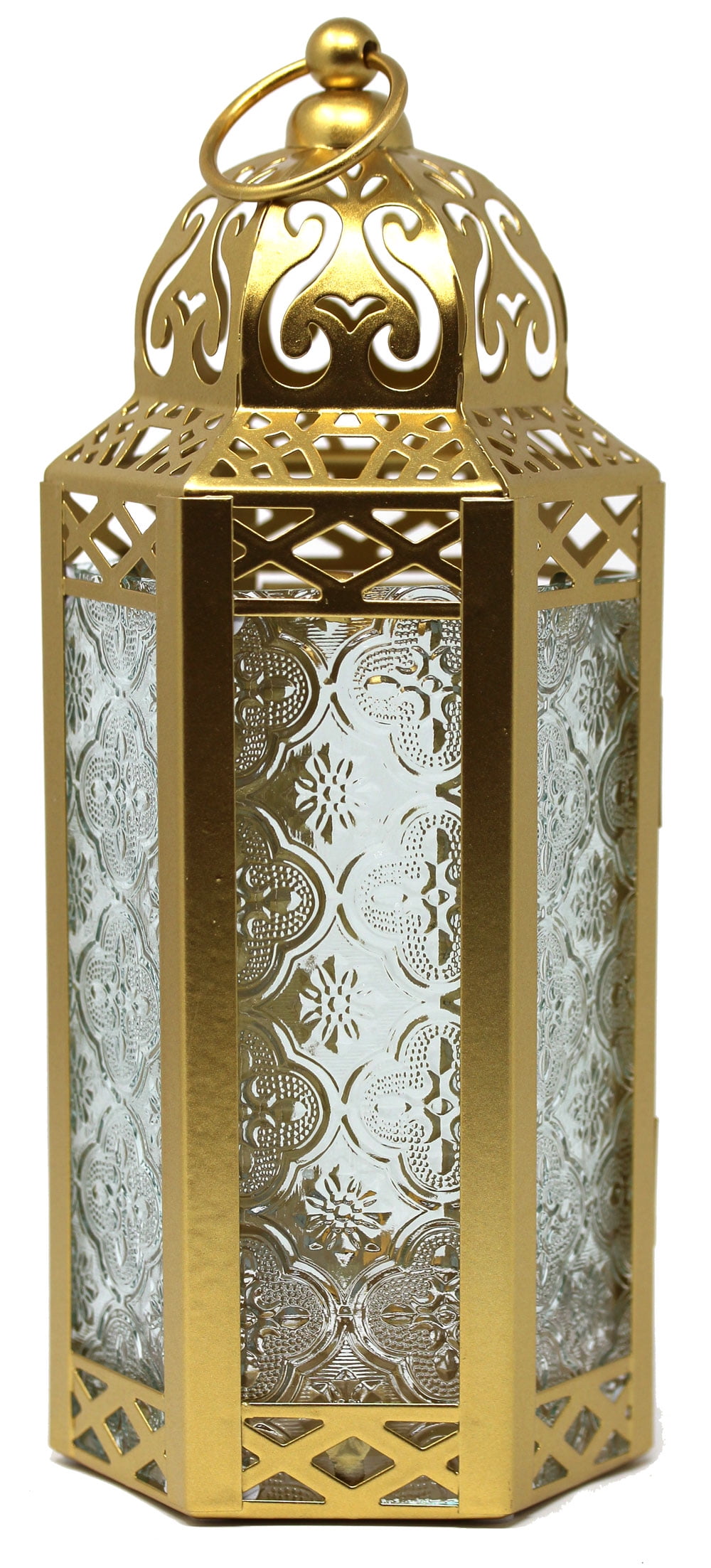 3-Pack Gold Moroccan Candle Lantern Holder - Decorative Lamp for Tabletop  or Hanging Use, Indoor or Outdoor Porch Patio - Ramadan, Weddings and  Holidays, Medium, Clear Glass - Walmart.com, image size:1000x2205