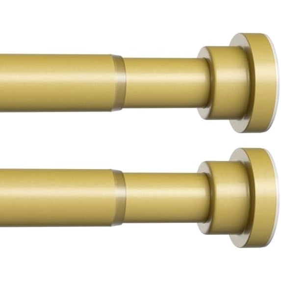 2 Pack Gold Spring Tension Curtain Rods, 30-64 Inch Adjustable No-Drill ...