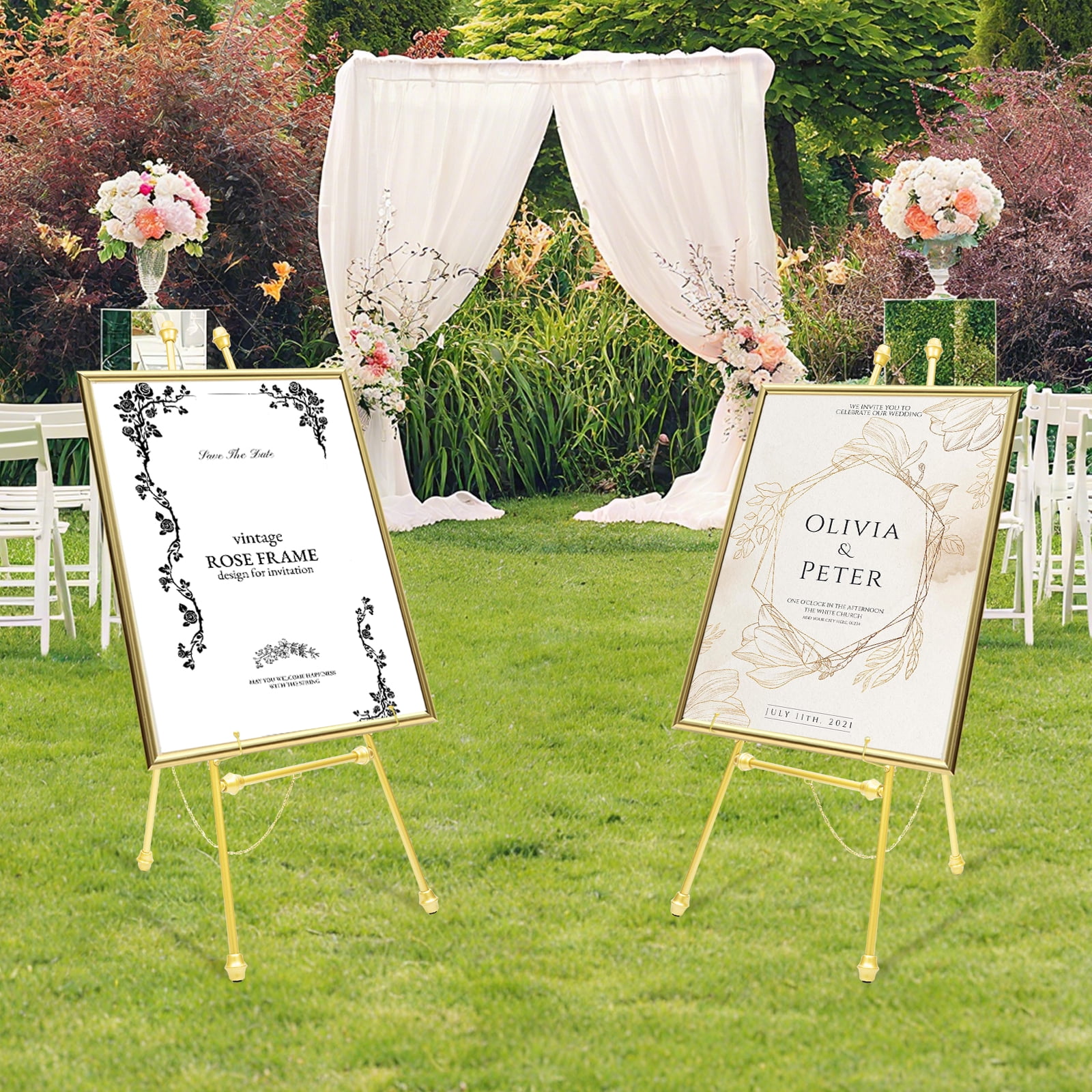 2-Pack Gold Wedding Easel Stand – Adjustable Iron Display Stand for 2-Pack Gold Wedding Easel Stand – Adjustable Iron Display Stand for