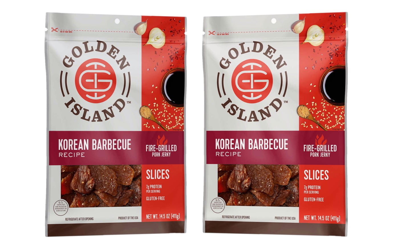 2 Pack Golden Island Korean Barbecue Pork Jerky, 14.5 oz