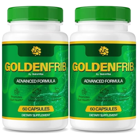 (2 Pack) GoldenFrib – Gut Support Formula with All-Natural Ingredients to Help Maintain Digestive Health and Comfort, Gentle and Easy-To-Swallow Pills, Just Take 2 Caps Daily (120 Capsules)
