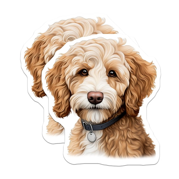 (2 Pack) Goldendoodle Labradoodle Magnets - Cute Dog Fridge Decor - Doodle Mom Pet Lover Refrigerator Art - 5 Inches On Longest Side - Thick Durable Magnet - Made in USA - MAG27553