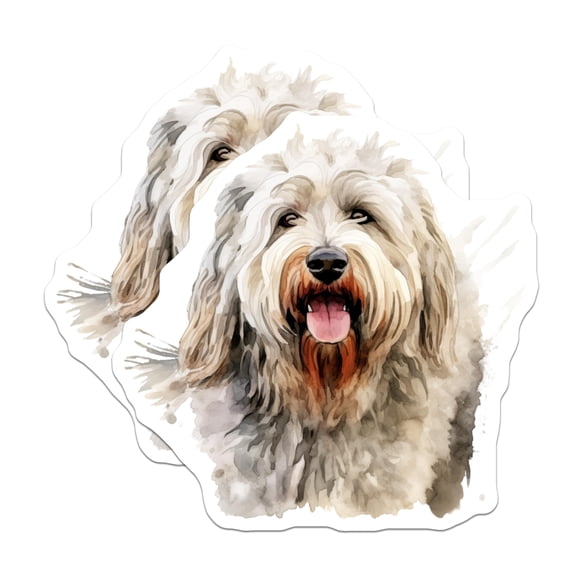 (2 Pack) Goldendoodle Stickers - Watercolor Dog Art - Happy Doodle Pet Decal - 5" On Longest Side - Sticks to Smooth Flat Surfaces - Made in USA - BMCS24593