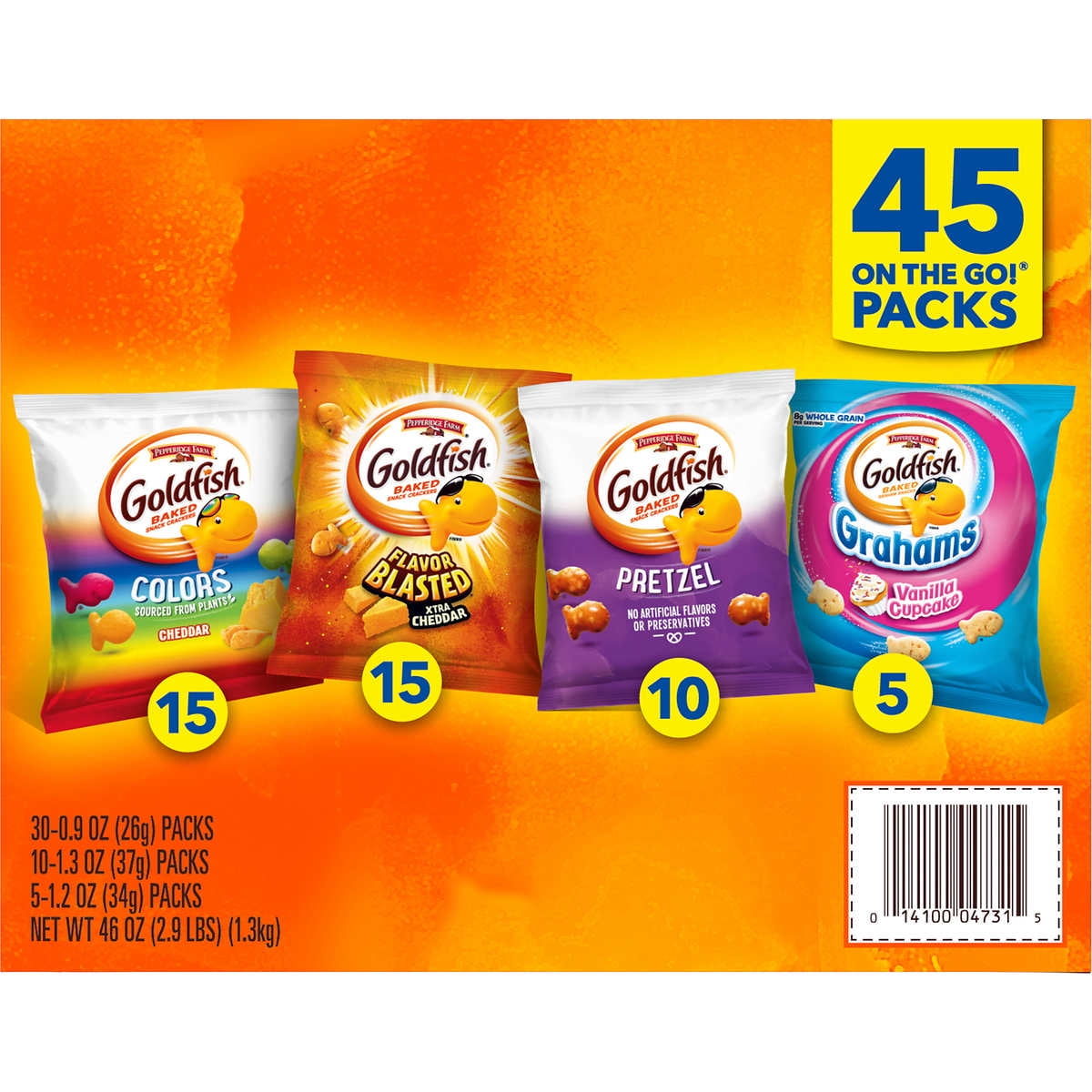 2 Pack | Goldfish Baked Snack Crackers, Variety Pack, 45 ct