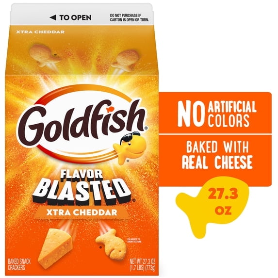 2 Pack - Goldfish Flavor Blasted Xtra Cheddar Cheese Crackers, 27.3 oz Carton