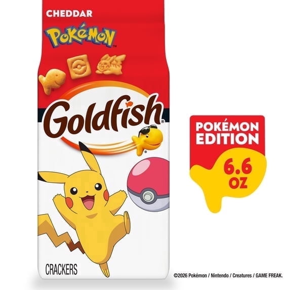 2 Pack Goldfish Pokmon Cheddar Cheese Crackers, 6.6 oz Bag