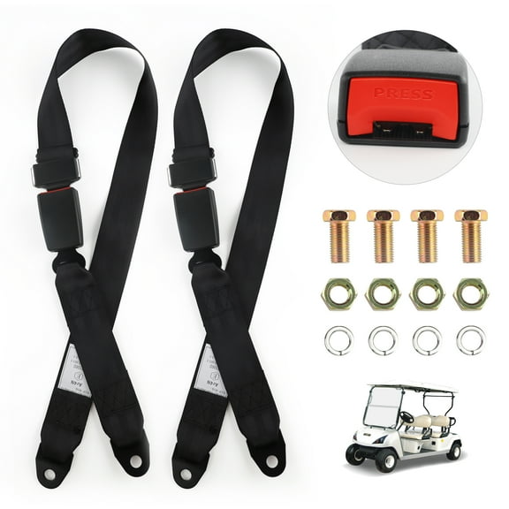 2 Pack Golf Cart Seat Lap Strap Belts Kit Universal Golf Cart Belt Kit Front Rear for Yamaha UTV EZGO, Club Car, Go Kart Not Include Bolts