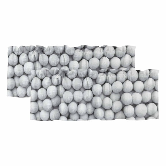 2 Pack Golf Valances for Windows Bedroom Living Room Window Treatments, Modern Geometric Abstract Balls Textured Rod Pocket Valance Drapes Short Kitchen Curtains Over Sink 42"x12"
