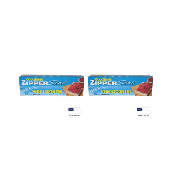 2 Pack GoodSense ZipperSeal Freezer & Storage Bags, Quart Size, 32ct