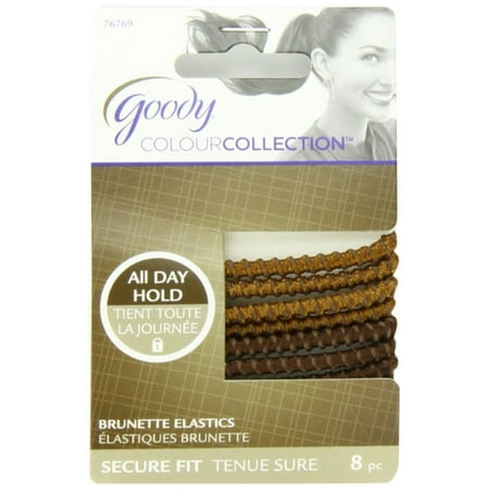 2 Pack - Goody Colour Collection Sparkly Metallic Elastic, Stay Put Hold, Brunette 8 ea