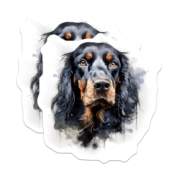 (2 Pack) Gordon Setter Stickers - Black Tan Dog - Watercolor Pet Art - Dog Lover Decor - Pet Parent Decals - 5" On Longest Side - Sticks to Smooth Flat Surfaces - Made in USA - BMCS25868
