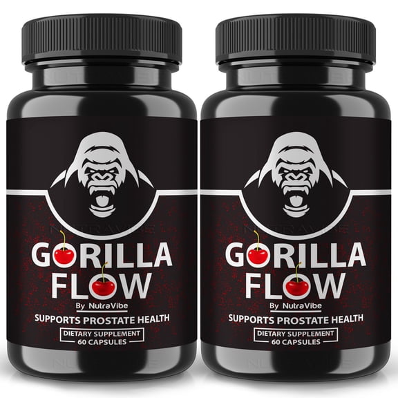 (2 Pack) Gorilla Flow, GorillaFlow Max Prostate Supplement, Ultimate Support for Men, All Natural Pills, Extra Strength Formula for Overall Health, Official Gorilla Flows Review (120 Capsules)