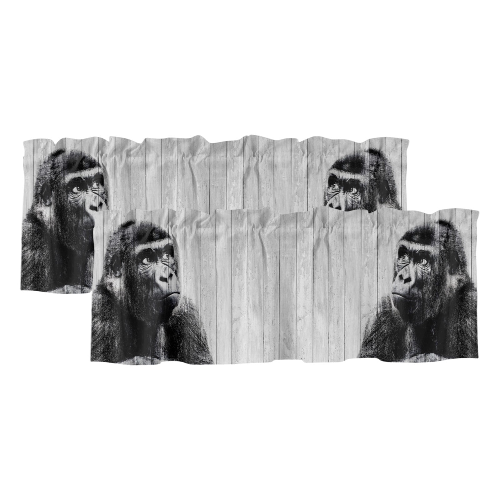 2 Pack Gorilla Portrait Valance for Window Animal Minimalist Modern ...