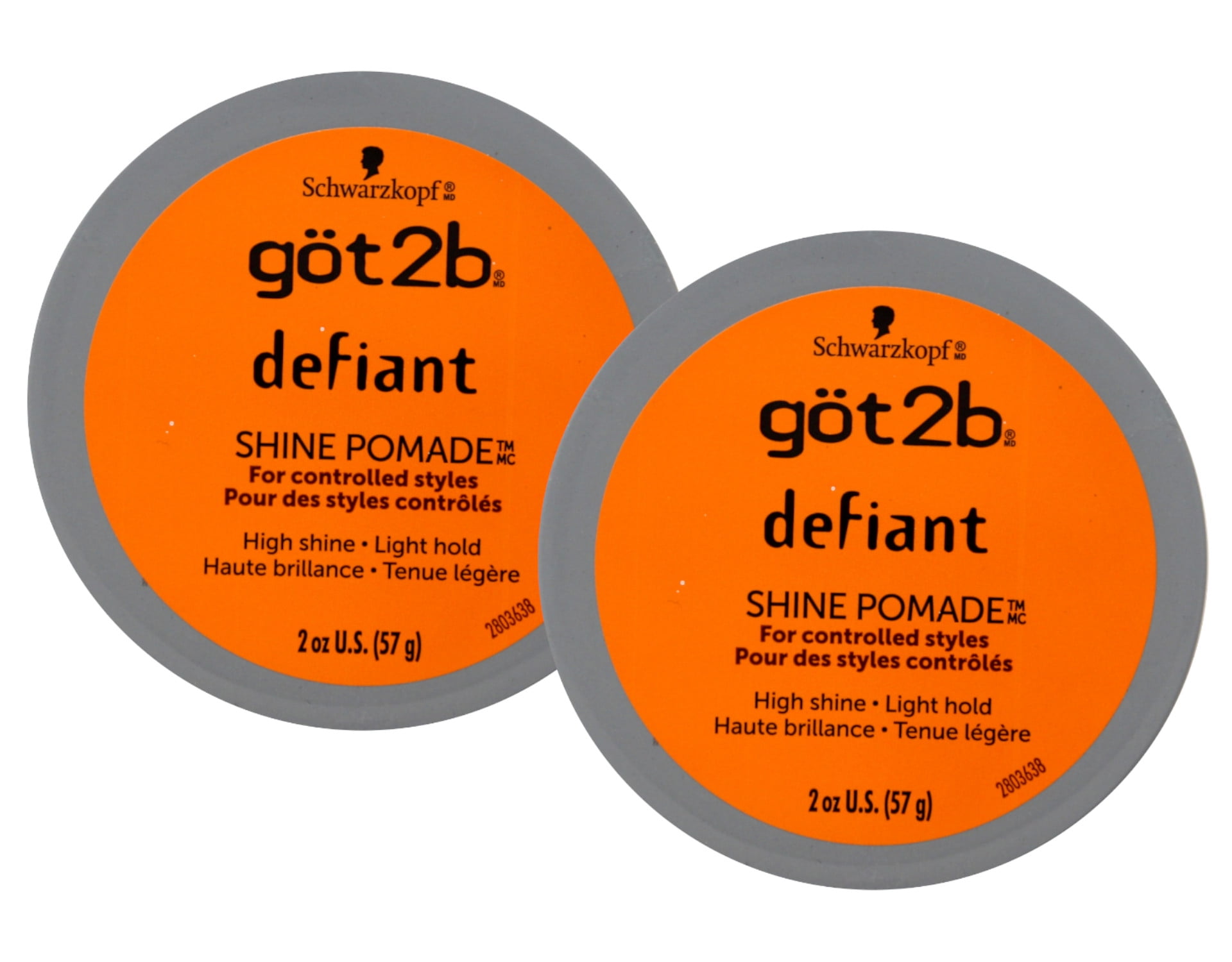 Got2b Defiant Shine Pomade, 2 Ounce, 2 Pack Strong Hold for Hair