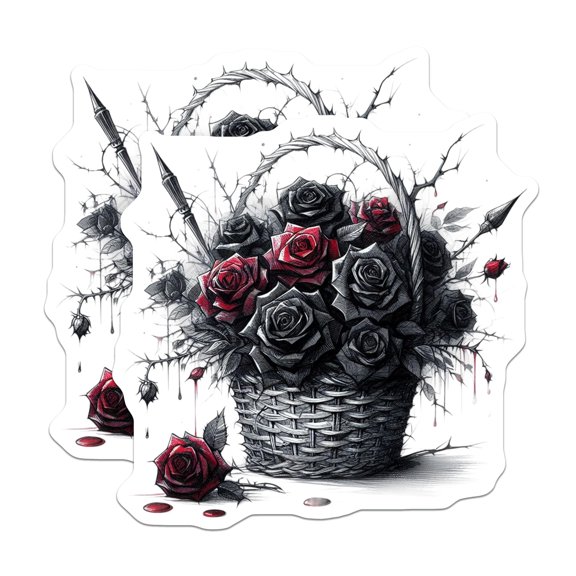 (2 Pack) Gothic Rose Magnets - Dark Floral Design - Spooky Home Decor - 5" On Longest Side - Premium Magnet - for Cars, Refrigerators, Toolboxes, Lockers - Made in USA - MAG15877