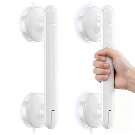 2 Pack Grab Bars for Bathtubs and Showers, 11 Inch Bathroom Safety Grip No Drilling & Waterproof, 230lbs Heavy Duty Shower Handle Removable Bath Handrails for Seniors and Elderly, White